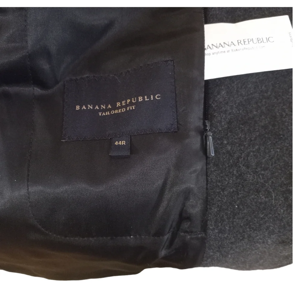 Grey Wool Blend Jacket w Military Accents 44Reg